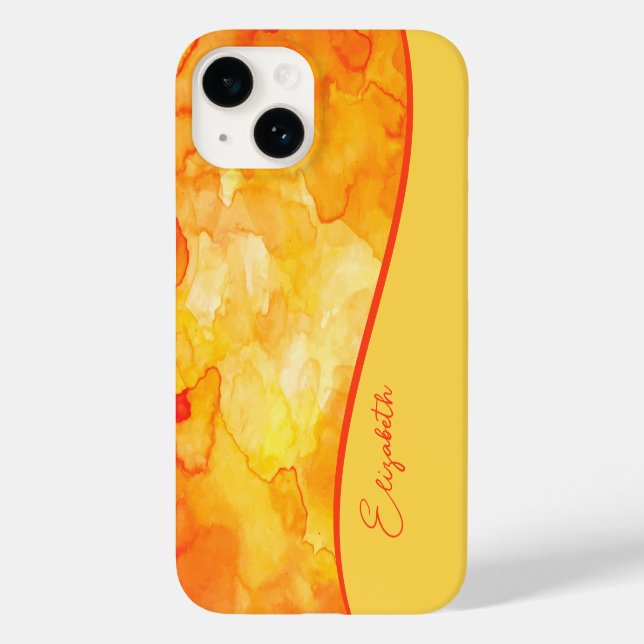 Personalisiert Gelborange Farbe Case-Mate iPhone 14 Hülle (Rückseite)