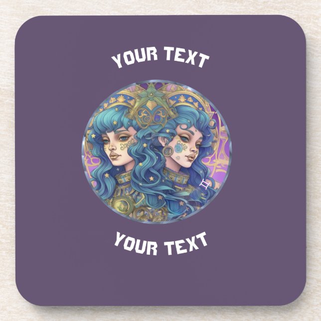 PERSONALISIERT GEMINI ZODIAC SIGN GETRÄNKEUNTERSETZER (Vorderseite)