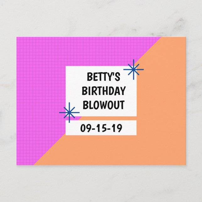 Personalisiert - Geometrischer Geburtstag Save the Postkarte (Vorderseite)