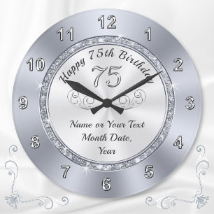 Personalisiert, Geschenke für die 75. Geburtstagsu Große Wanduhr