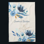 Personalisiert Geschirrtuch<br><div class="desc">Schöne und stilvolle Aquarellmalerei in Blau und Gold,  personalisiert mit Ihrem Namen.</div>