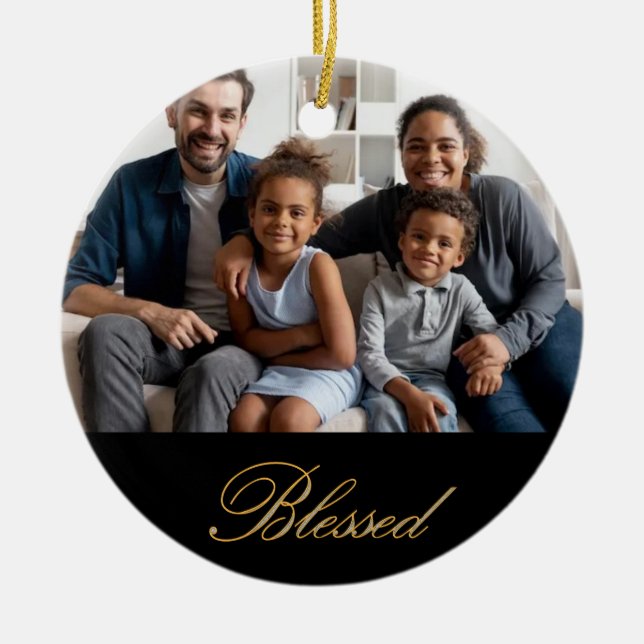 Personalisiert gesegnet in Gold mit silberfarbenem Keramik Ornament (Vorne)