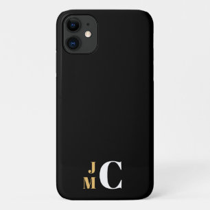 Personalisiert gestapelt anfänglich, schwarz/gold Case-Mate iPhone hülle