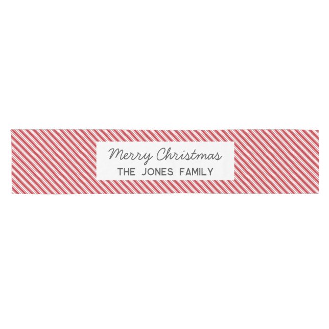 Personalisiert gestreifte Weihnachtszeit Kurzer Tischläufer (Horizontal)