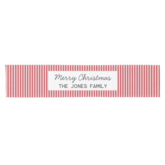 Personalisiert gestreifte Weihnachtszeit Kurzer Tischläufer (Horizontal)
