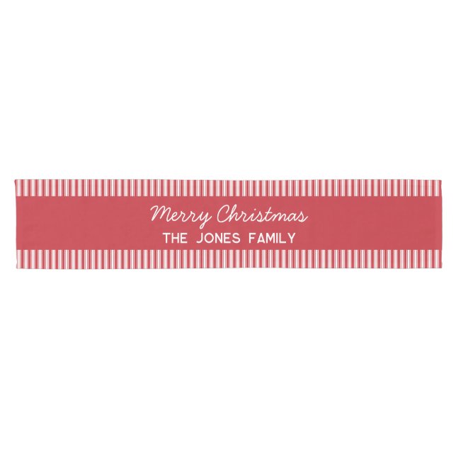 Personalisiert gestreifte Weihnachtszeit Kurzer Tischläufer (Horizontal)
