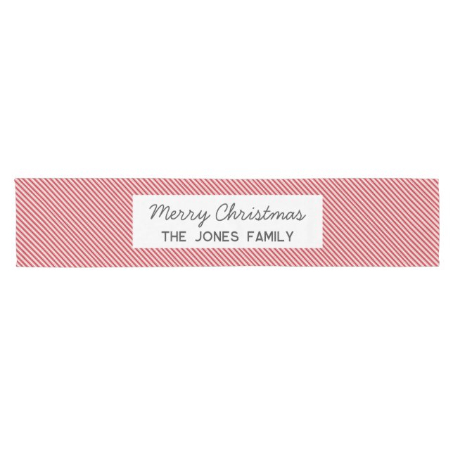 Personalisiert gestreifte Weihnachtszeit Kurzer Tischläufer (Horizontal)