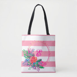 personalisiert gestreifter Blumenstrauß mit Rand Tasche