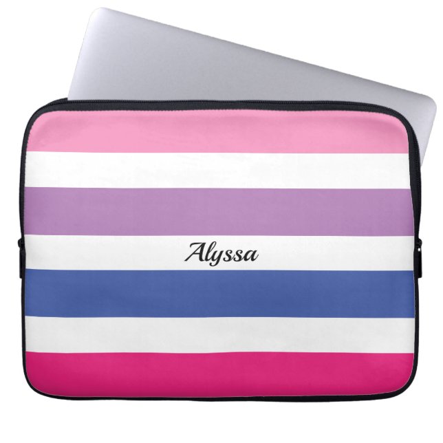 Personalisiert gestrichen Rosa Lila Blau Laptopschutzhülle (Vorderseite)