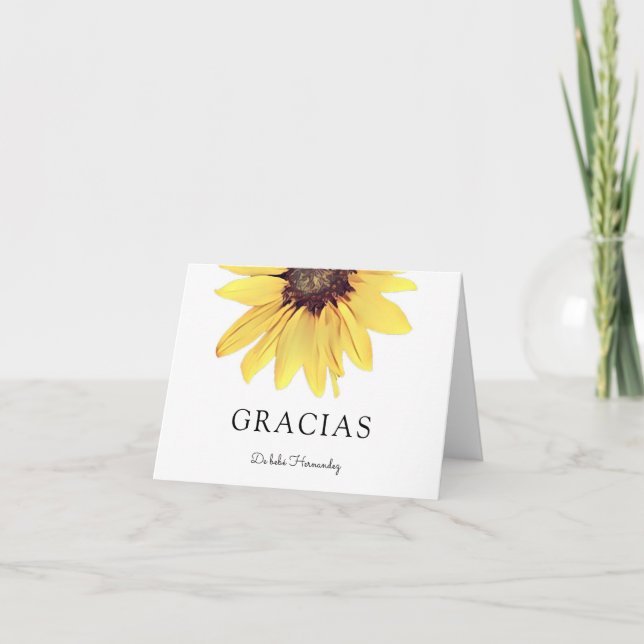 Personalisiert gestrichene Sonnenblume Gracias Dankeskarte (Vorderseite)