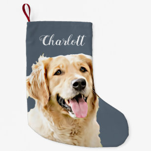 Personalisiert Gezeichnet Golden Retriever Hund Kleiner Weihnachtsstrumpf