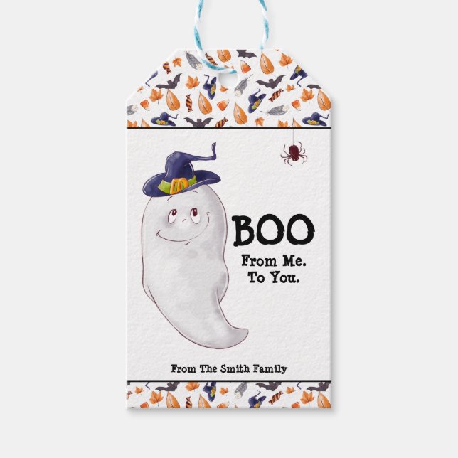 Personalisiert Ghost-Halloween-Party Geschenkanhänger (Vorderseite)