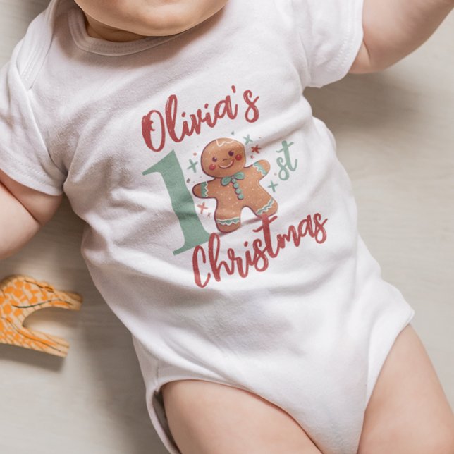 Personalisiert Gingerbread Baby's First Christmas Baby Strampler (Von Creator hochgeladen)