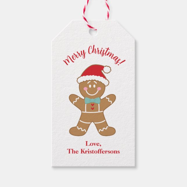 Personalisiert Gingerbread Man Weihnachtsgeschenke Geschenkanhänger (Vorderseite)