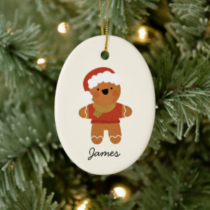Personalisiert Gingerbread Mann Weihnachtsdekorati Keramik Ornament