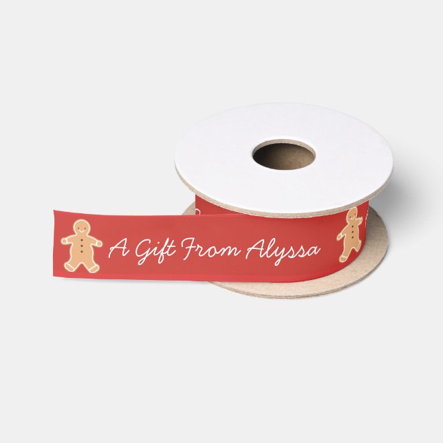 Personalisiert Gingerbrot Cookie Satin Ribbon Satinband (Spule)