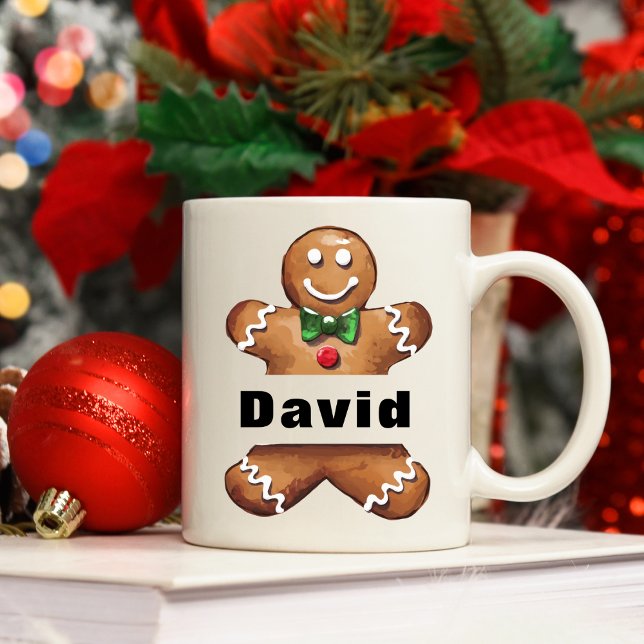 Personalisiert Gingerbrot Mann Individuelle Name W Kaffeetasse (Personalized Gingerbread Man Custom Name Christmas Coffee Mug
)