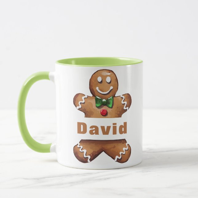 Personalisiert Gingerbrot Mann Individuelle Name W Tasse (Links)
