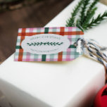 Personalisiert Gingham Christmas Pattern - Tag Geschenkanhänger<br><div class="desc">Personalisierter Gingham Weihnachtsgeschenk-Tag, mit rot, rosa und grün trendige Weihnachtsfarbe Kombination. Ein schlichter, klassischer Gingham mit moderner Drehung. Ein niedliches Garland Detail in der Mitte mit der Möglichkeit, mit Frohen Weihnachten und Ihrem Familiennamen personalisieren. Benutzen Sie den Abschnitt "Diese Vorlage personalisieren", um Ihre Informationen hinzuzufügen. Originelles Design von Ana Garza/Kardz...</div>