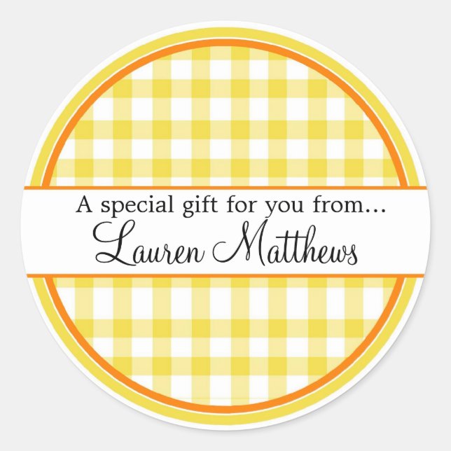 Personalisiert Gingham Gift Stickers (Vorderseite)