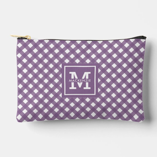 Personalisiert Gingham Kariert Pattern Zubehörtasche (Vorderseite)