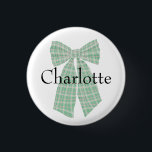 Personalisiert Gingham Romantische Coquette Bow Bl Button<br><div class="desc">Hübsche gürtelige,  weibliche Verbeugung. Gingham Haar-Bogen-Design für eine moderne Romantik in romantischen Kern-Regency-Stil.</div>