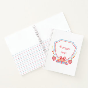 Personalisiert Gingham School Wappen Notizbuch