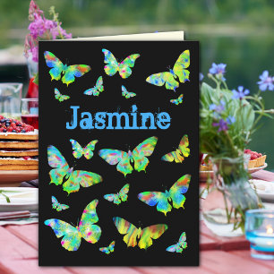 Personalisiert Girl Birthday Psychedelic Butterfly Karte
