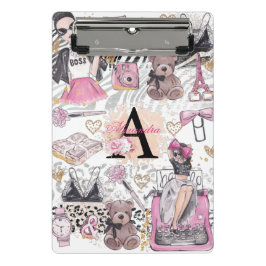 Personalisiert Girl Boss Luxury Illustration Mini Klemmbrett