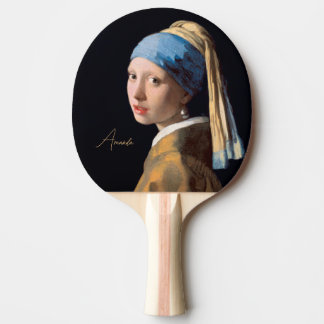 Personalisiert-Girl mit Perlenvermeer Tischtennis Schläger