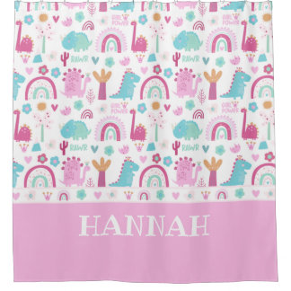 Personalisiert Girl Power Dinosaur Duschvorhang