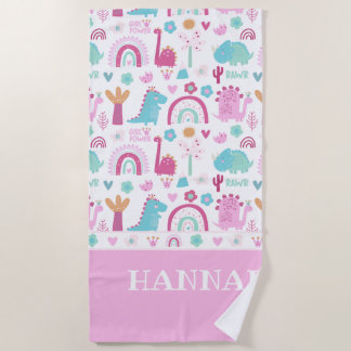 Personalisiert Girl Power Dinosaur Strandtuch