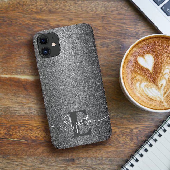 Personalisiert Girl Silver Glitzer Monogram Case (Von Creator hochgeladen)