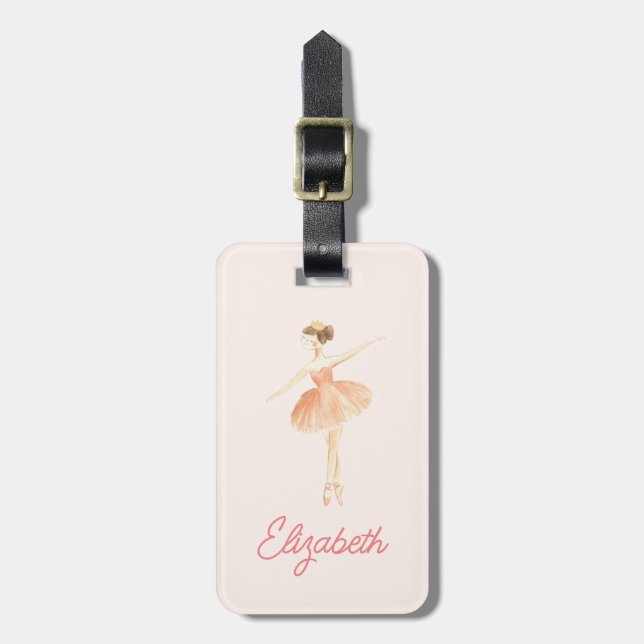 Personalisiert Girls Ballerina Dancer School Tag Gepäckanhänger (Vorderseite vertikal)