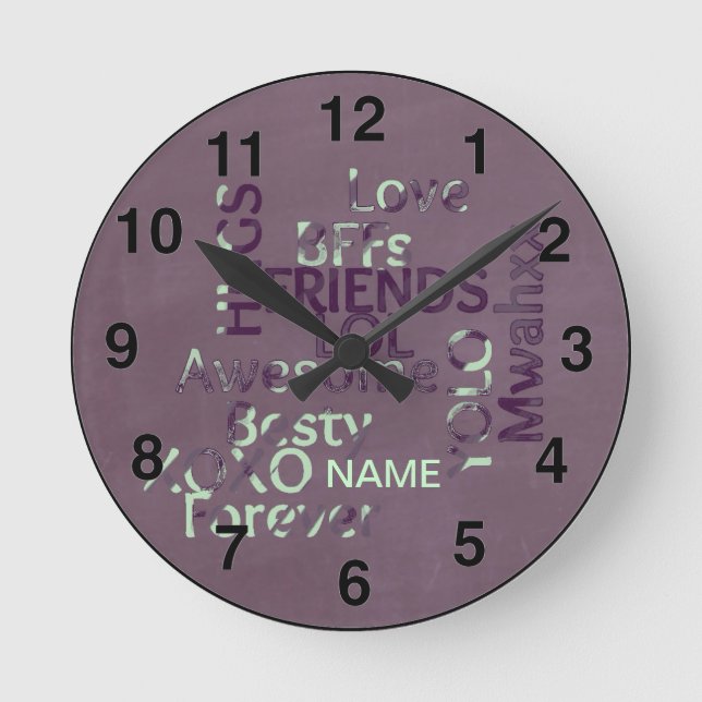 Personalisiert Girls BESTE FREUNDIN Beste Freunde  Runde Wanduhr (Vorderseite)