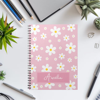 Personalisiert Girls Daisy Pink Notebook Notizblock