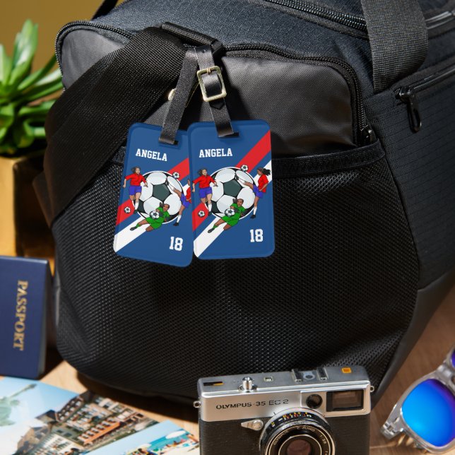 Personalisiert Girls Fußball-Tasche Gepäckanhänger (Vorderseite & Rückseite)