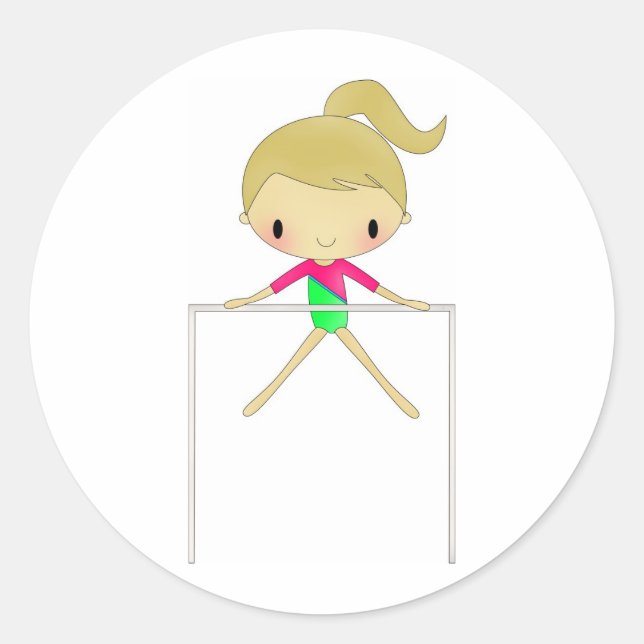 Personalisiert Girls Gymnastikaufkleber Runder Aufkleber (Vorderseite)