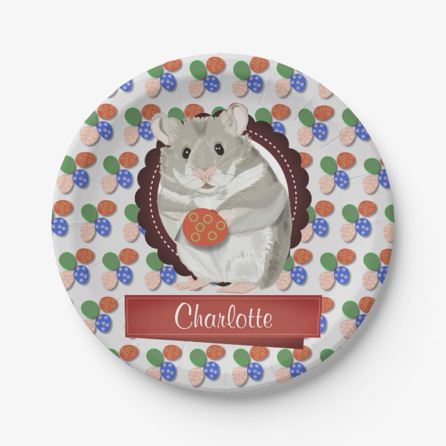 Personalisiert Girls Hamster Oster Pappteller (Vorderseite)