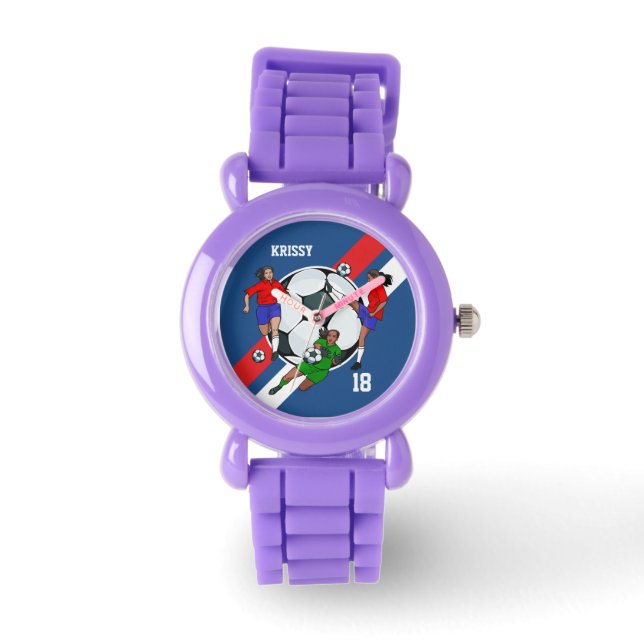 Personalisiert Girls Soccer Designer Armbanduhr (Vorderseite)