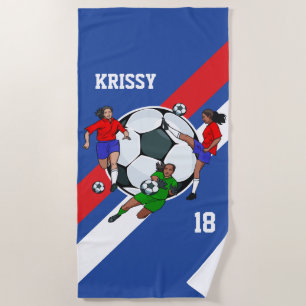Personalisiert Girls Soccer Designer Strandtuch