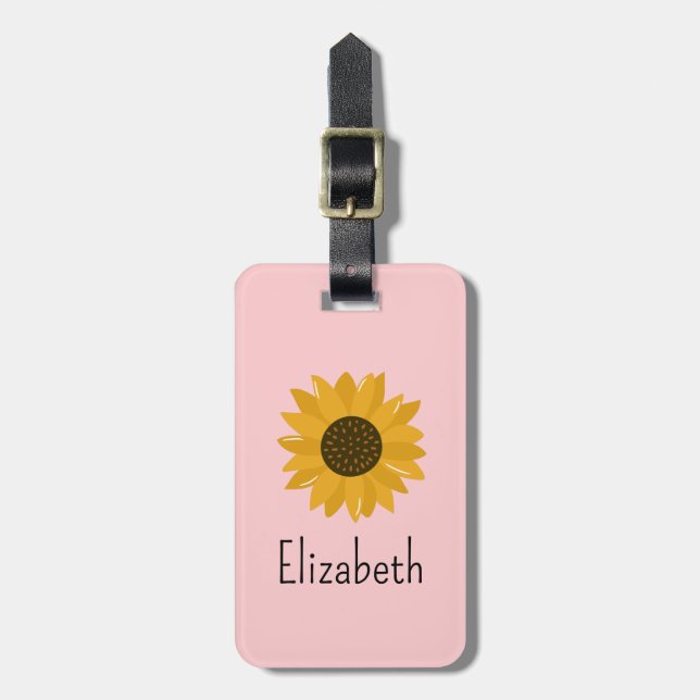 Personalisiert Girls Sun Flower School Tag Gepäckanhänger (Vorderseite vertikal)