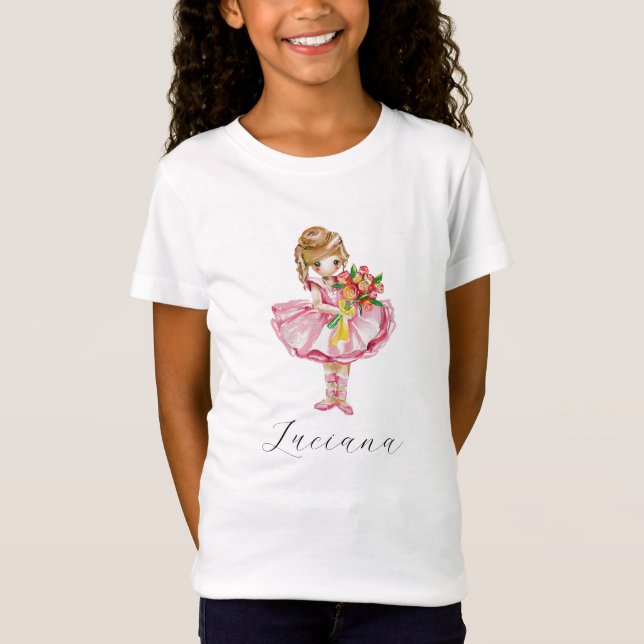 Personalisiert Girls T - Shirt - Niedlich Pink Bal (Vorderseite)
