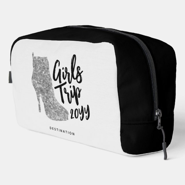 Personalisiert Girls Trip Disco Mirror Silver Boot Waschbeutel (Rechte Ecke)