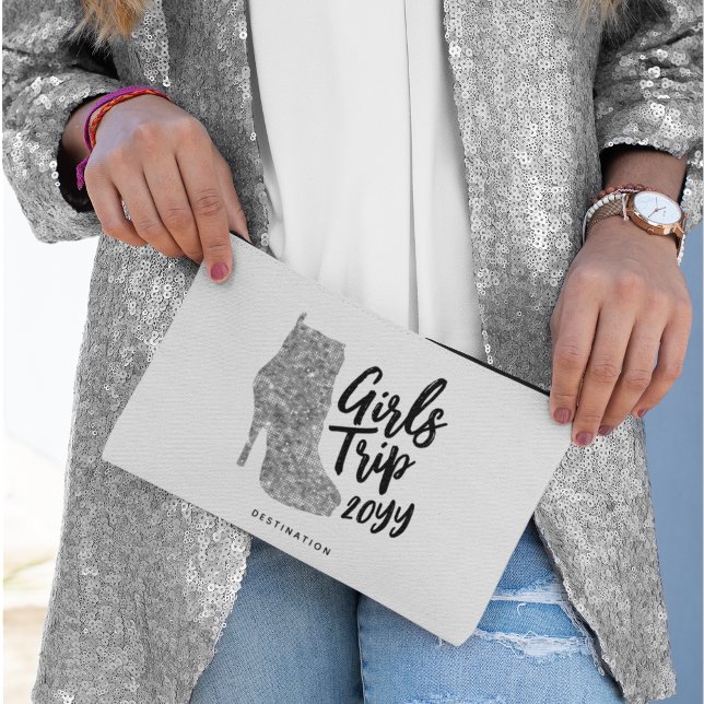 Personalisiert Girls Trip Disco Mirror Silver Boot Zubehörtasche (Von Creator hochgeladen)