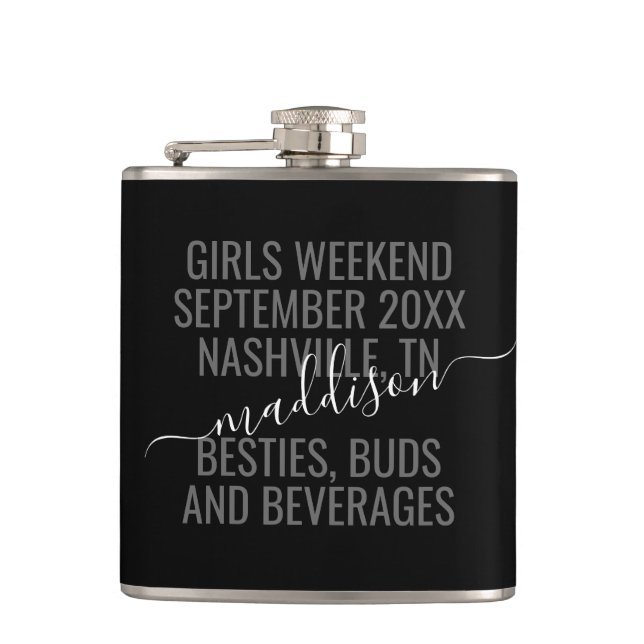 Personalisiert Girls Weekend Bestie Bridal Trip  Flachmann (Vorderseite)
