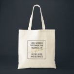 Personalisiert Girls Weekend Trip Minimal Design Tragetasche<br><div class="desc">Personalisierter Girls Weekend Trip Custom Tote Bag mit einem minimalen Text-Design mit bearbeitbarem Text mit Datum,  Ziel oder Ort,  Namen und lustigen Zitaten wie "Bestien,  Buds,  Getränke",  sodass Sie Ihren eigenen Spaß und nützlichen Sake für Ihre persönliche Reise-Squad,  Brautmädchen,  oder Reisfreunde-Gruppe schaffen können.</div>