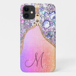 Personalisiert Girly Gold Glitzer Mit Monogramm Ro Case-Mate iPhone Hülle
