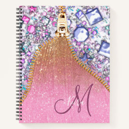 Personalisiert Girly Gold Glitzer Mit Monogramm Ro Notizbuch