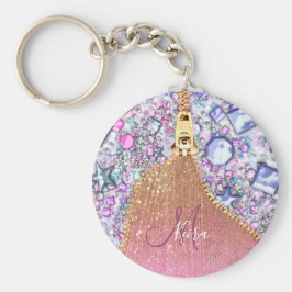 Personalisiert Girly Gold Glitzer Mit Monogramm Ro Schlüsselanhänger